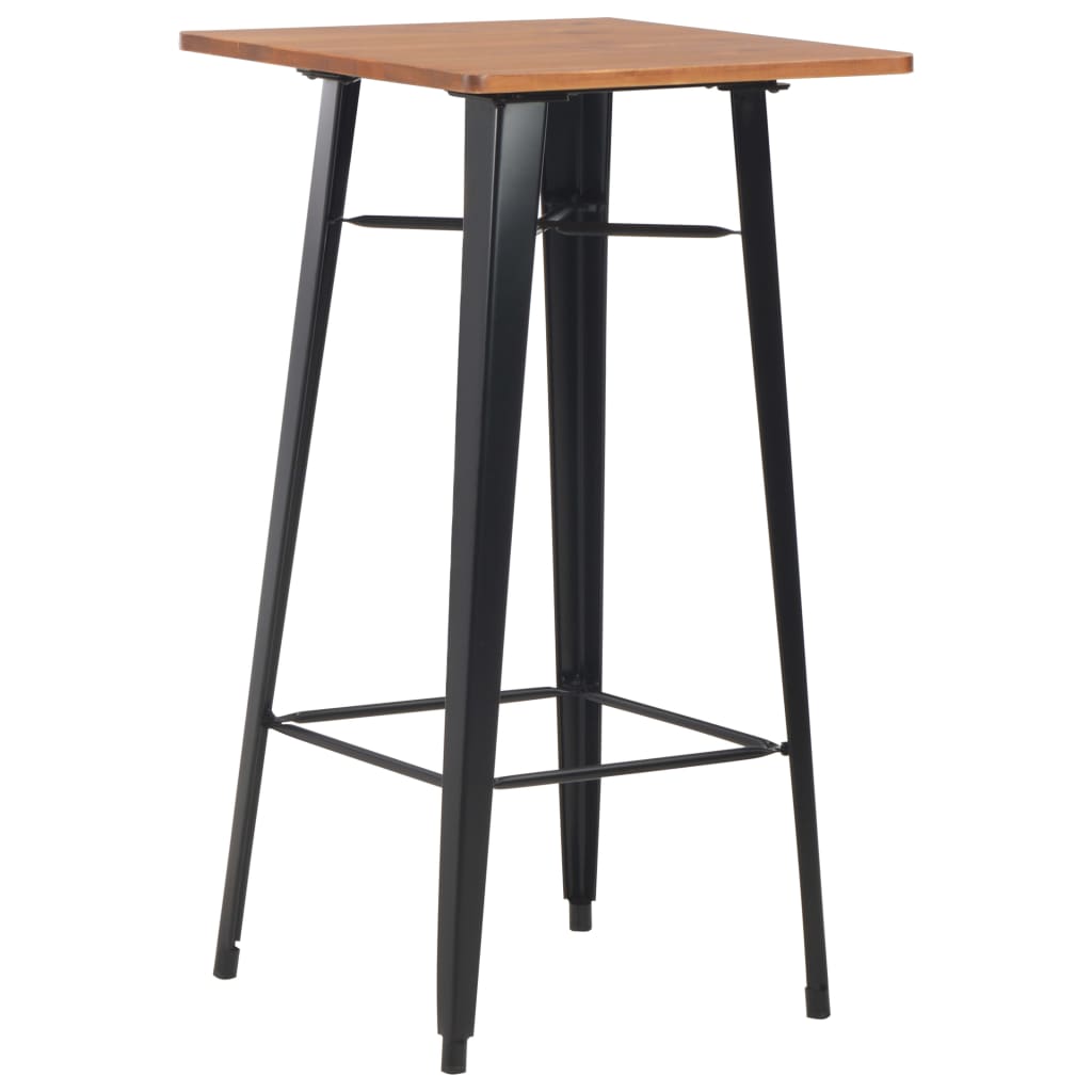 Conjunto De Mesa Alta Y Taburetes 3 Piezas Acero Negro