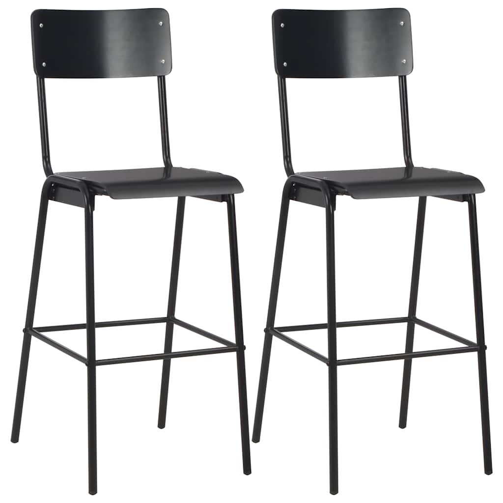 Conjunto De Mesa Alta Y Taburetes 3 Piezas Acero Negro
