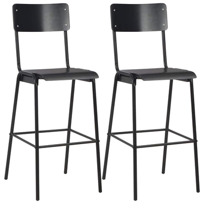 Conjunto De Mesa Alta Y Taburetes 3 Piezas Acero Negro