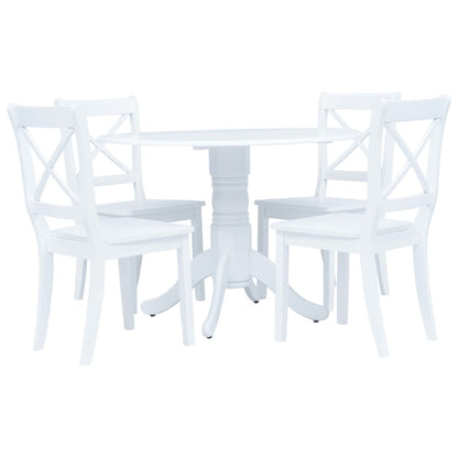 Conjunto De Comedor 5 Piezas Madera Maciza De Caucho