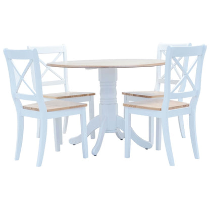 Conjunto De Comedor 5 Piezas Madera Maciza De Caucho