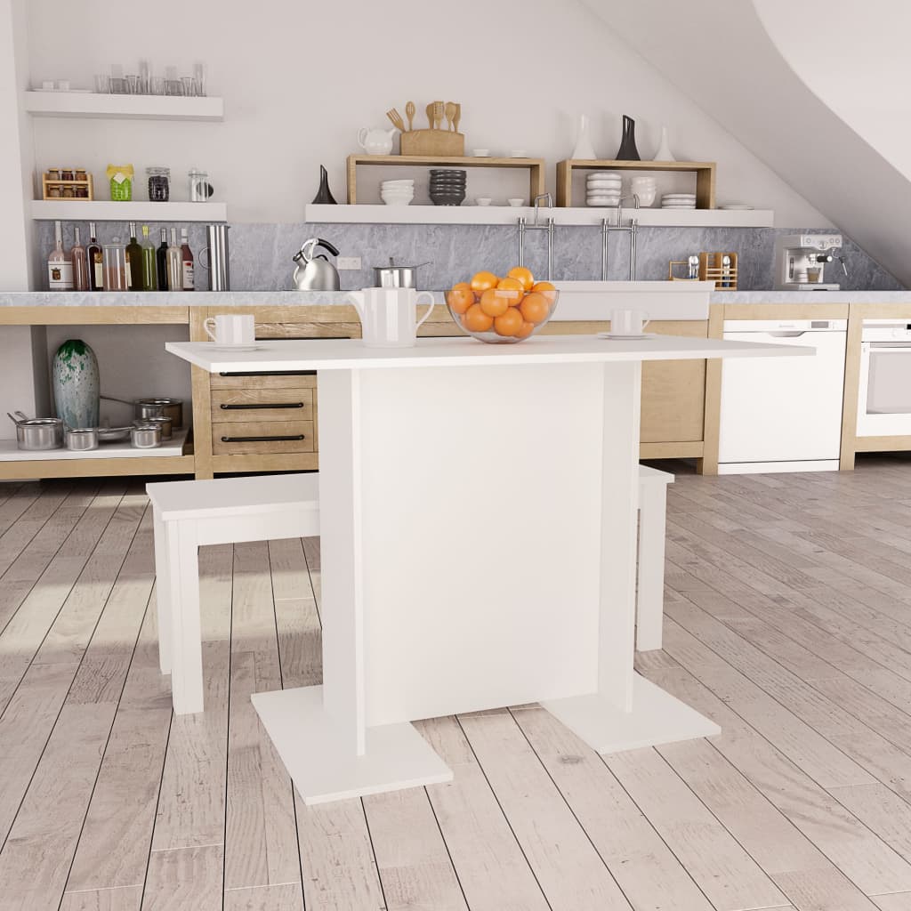 Mesa De Comedor Madera Contrachapada Blanco Roble 120X60X76 Cm