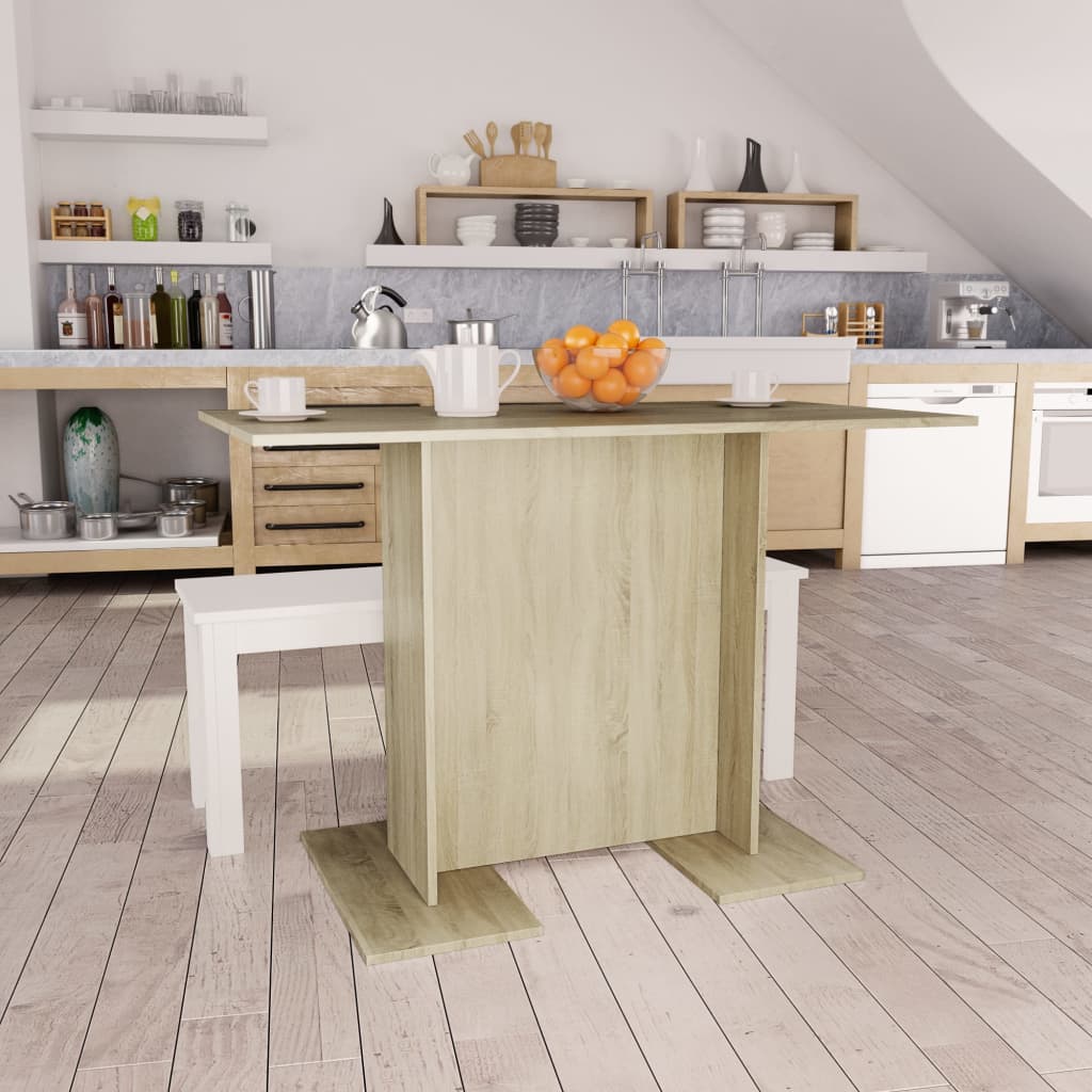 Mesa De Comedor Madera Contrachapada Blanco Roble 120X60X76 Cm