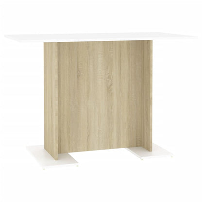 Mesa De Comedor Madera Contrachapada Blanco Roble 120X60X76 Cm