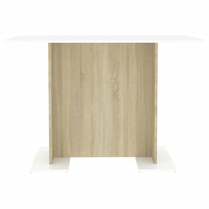 Mesa De Comedor Madera Contrachapada Blanco Roble 120X60X76 Cm