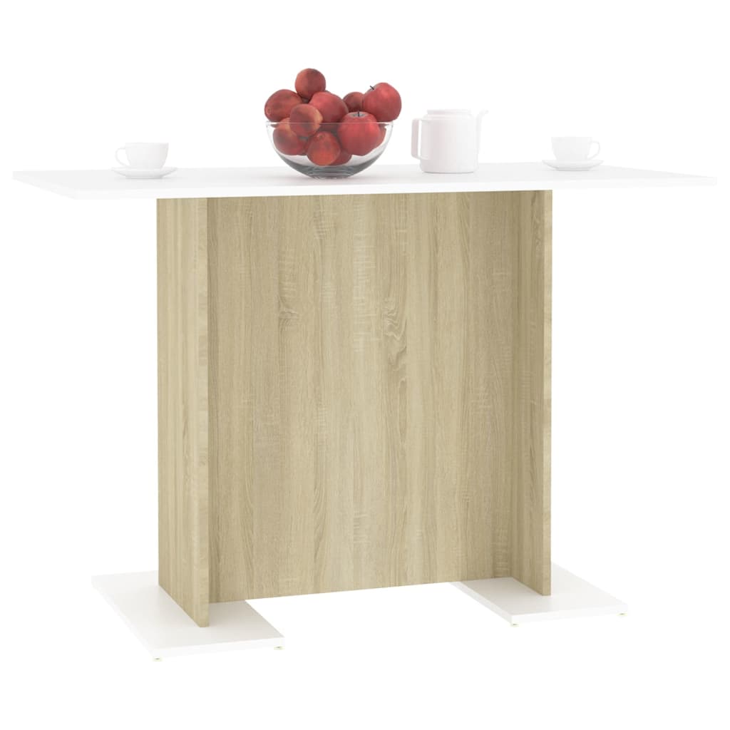 Mesa De Comedor Madera Contrachapada Blanco Roble 120X60X76 Cm