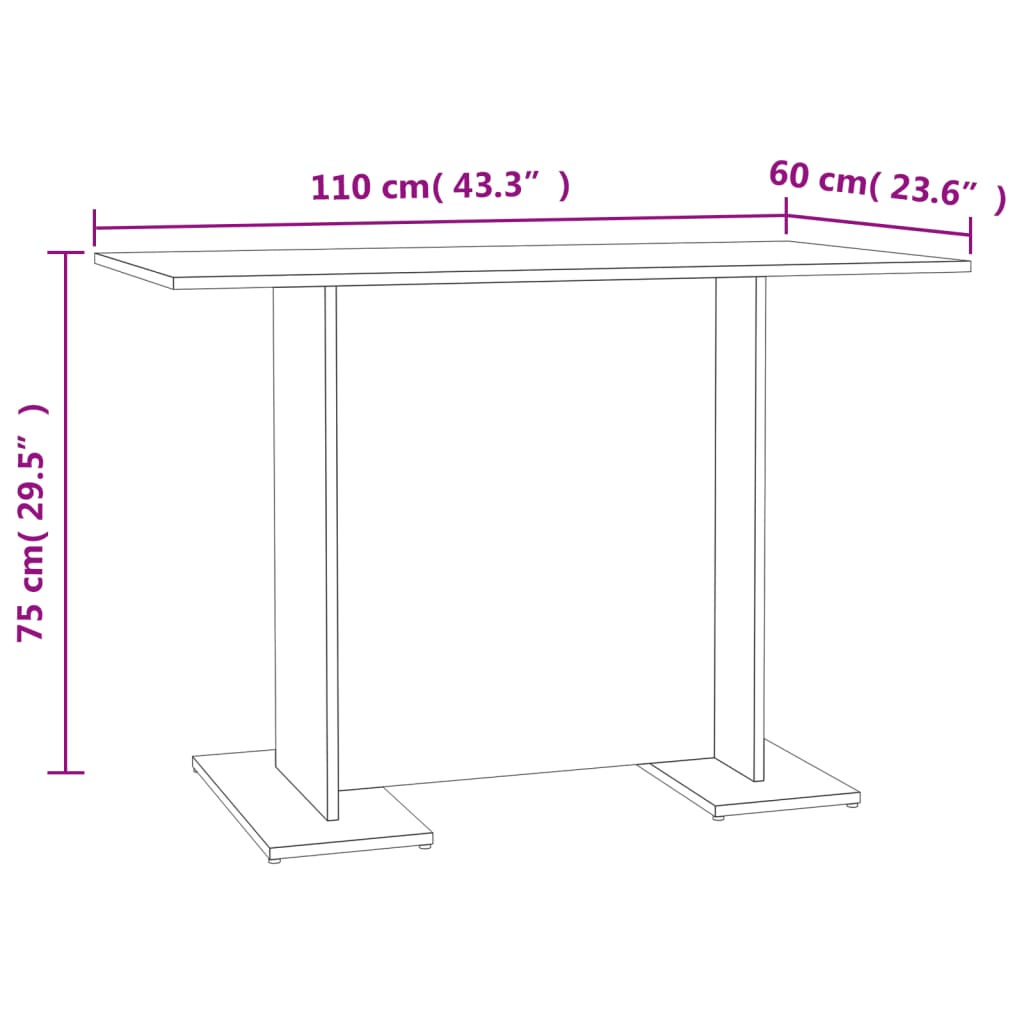 Mesa De Comedor Madera Contrachapada Blanco Roble 120X60X76 Cm