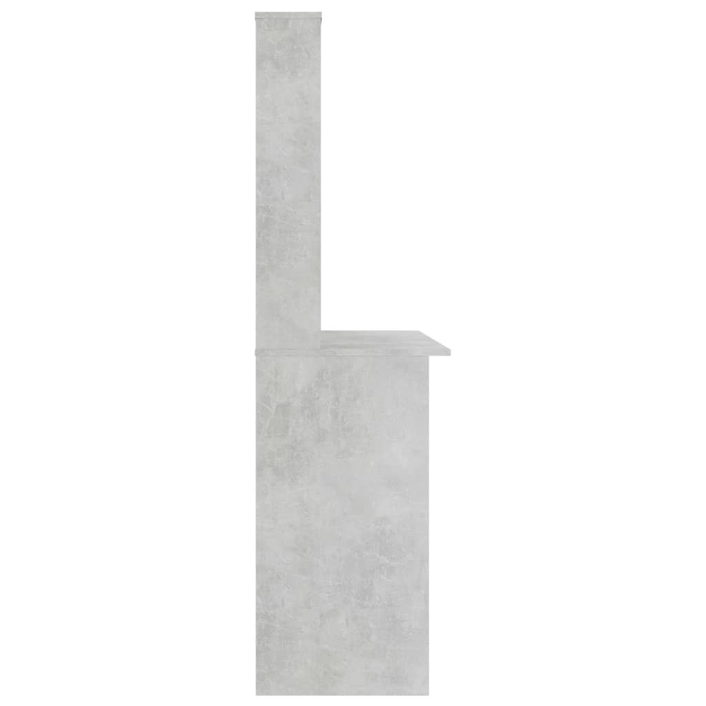 Escritorio Con Estantes Contrachapada Hormigón 110X45X157Cm