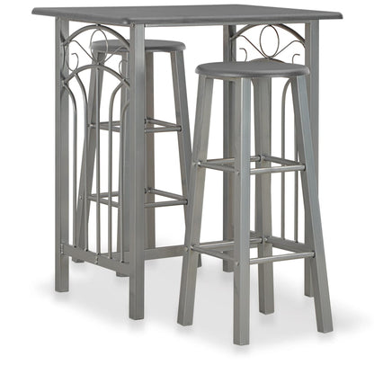 Set Mesa De Desayuno/Comedor Madera Marrón Con Acero Negro