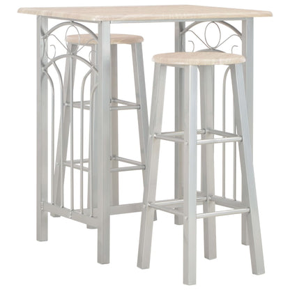 Set Mesa De Desayuno/Comedor Madera Marrón Con Acero Negro