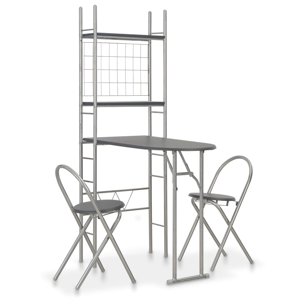Juego De Muebles De Barra De Cocina Plegable Con 2 Sillas