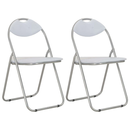 Sillas Plegables, 2 Unidades, Piel Sintética Blanca