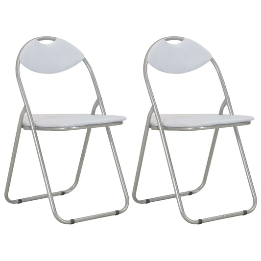 Sillas Plegables, 2 Unidades, Piel Sintética Blanca