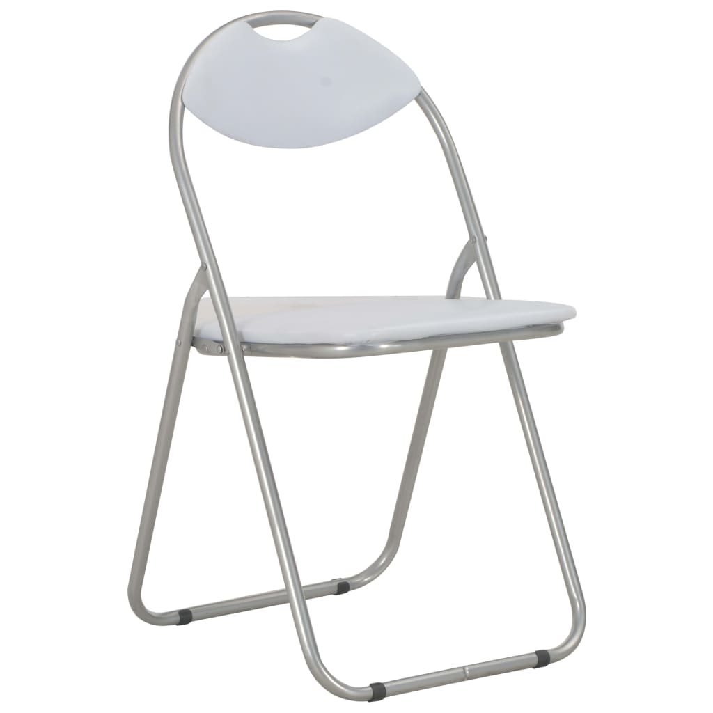 Sillas Plegables, 2 Unidades, Piel Sintética Blanca