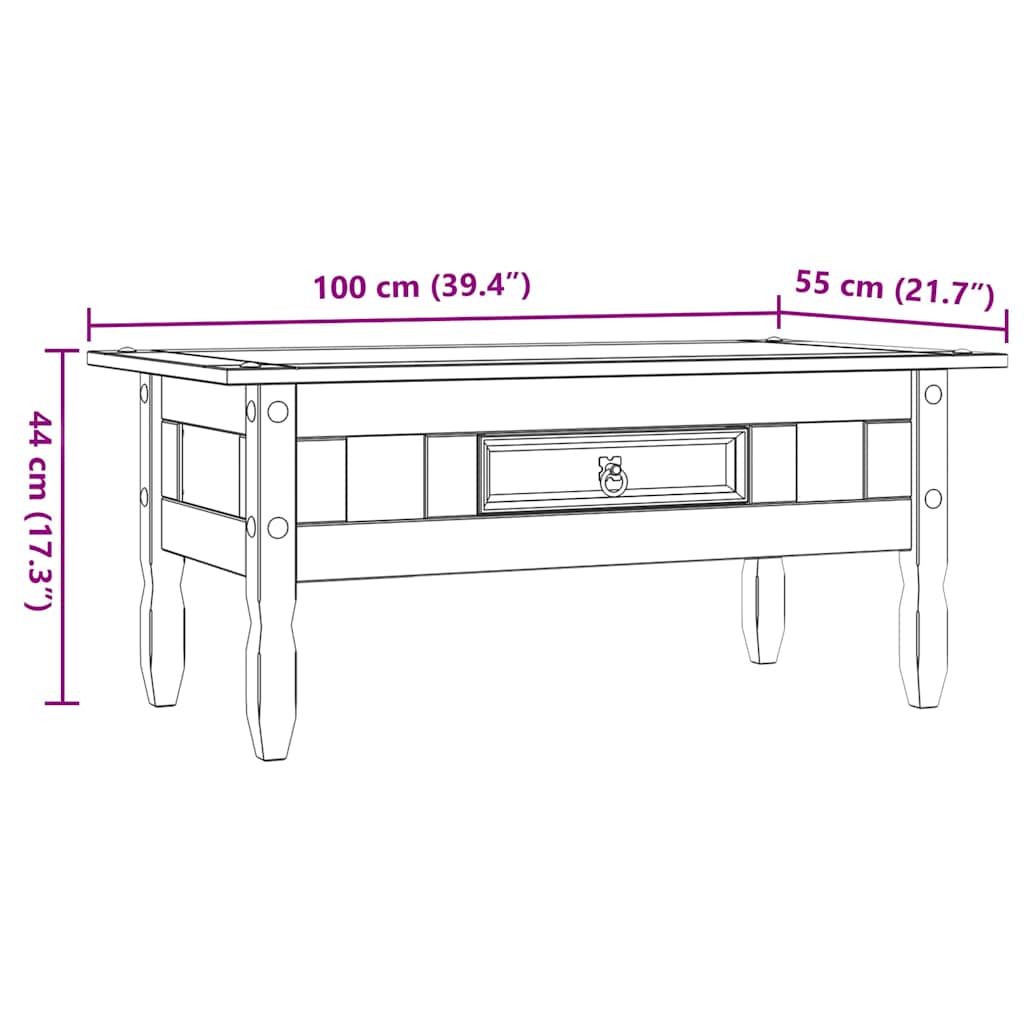 Mesa De Centro Corona Range Pino Mexicano 100X55X44 Cm