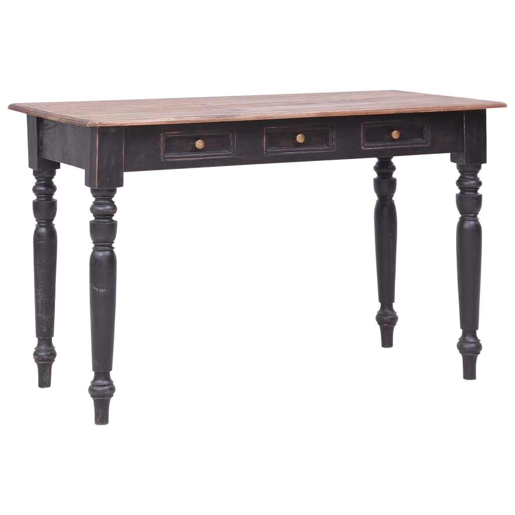 Escritorio Con 3 Cajones Madera Maciza De Caoba 117X57X75 Cm