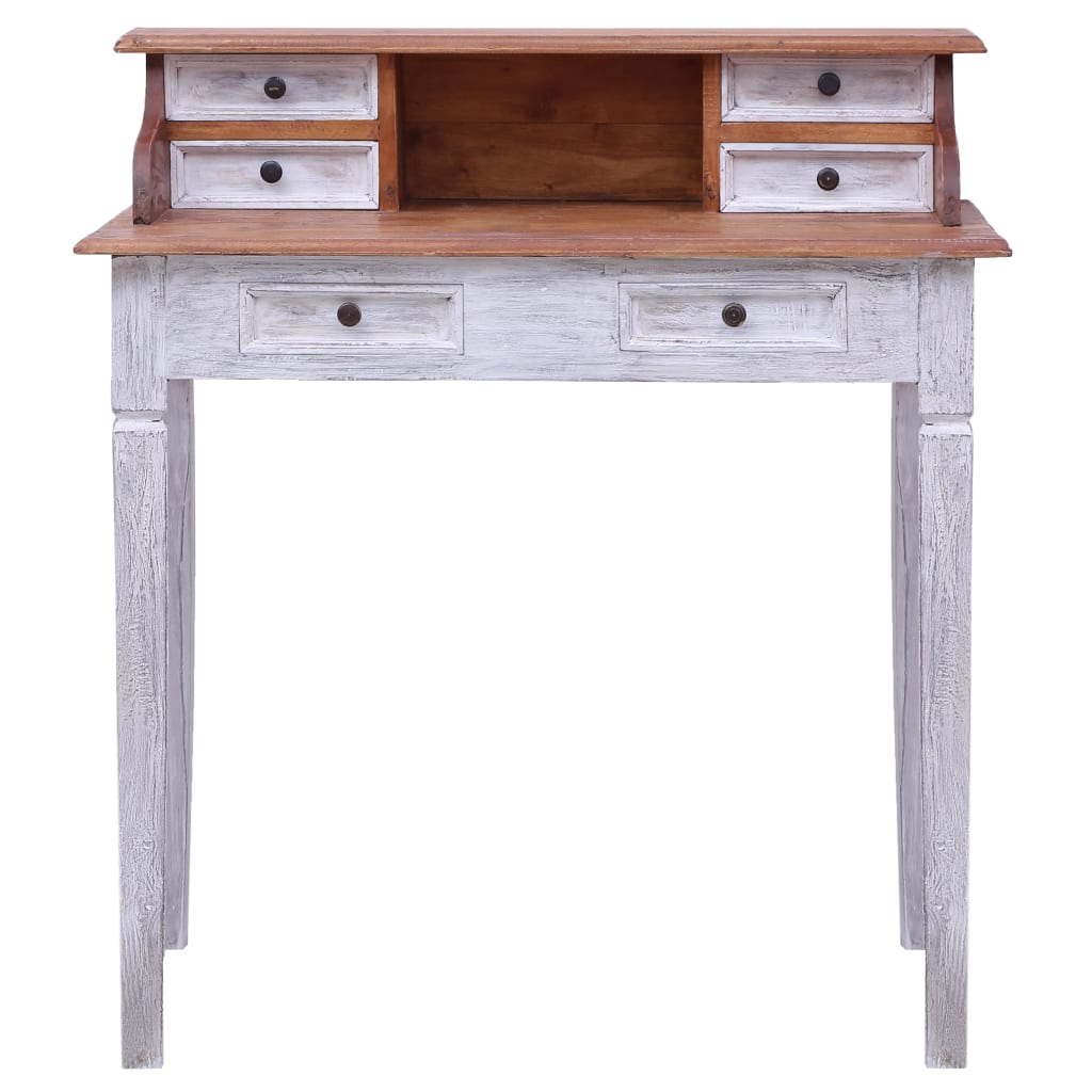 Escritorio Con Cajones Madera Maciza De Caoba 90X50X101 Cm