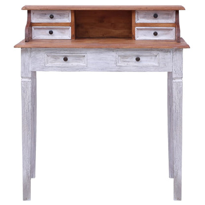 Escritorio Con Cajones Madera Maciza De Caoba 90X50X101 Cm