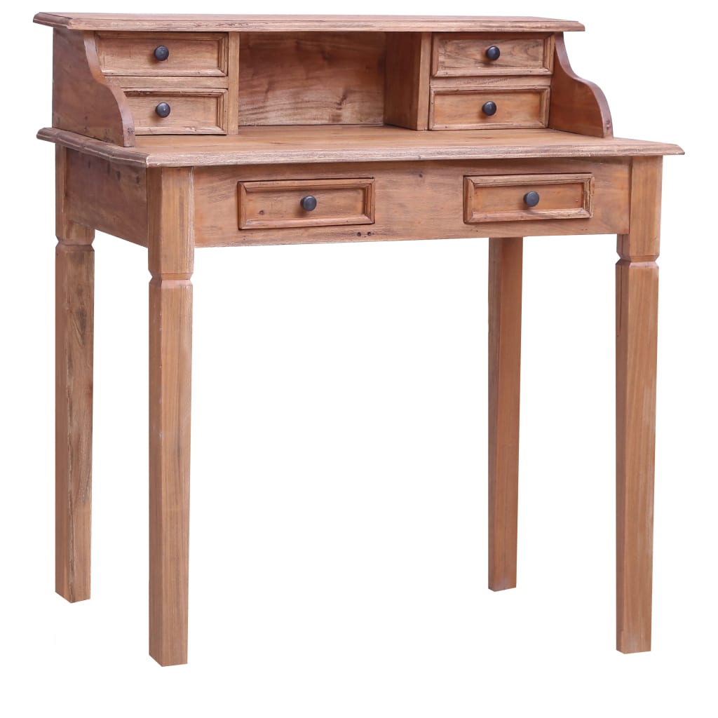 Escritorio Con Cajones Madera Maciza De Caoba 90X50X101 Cm
