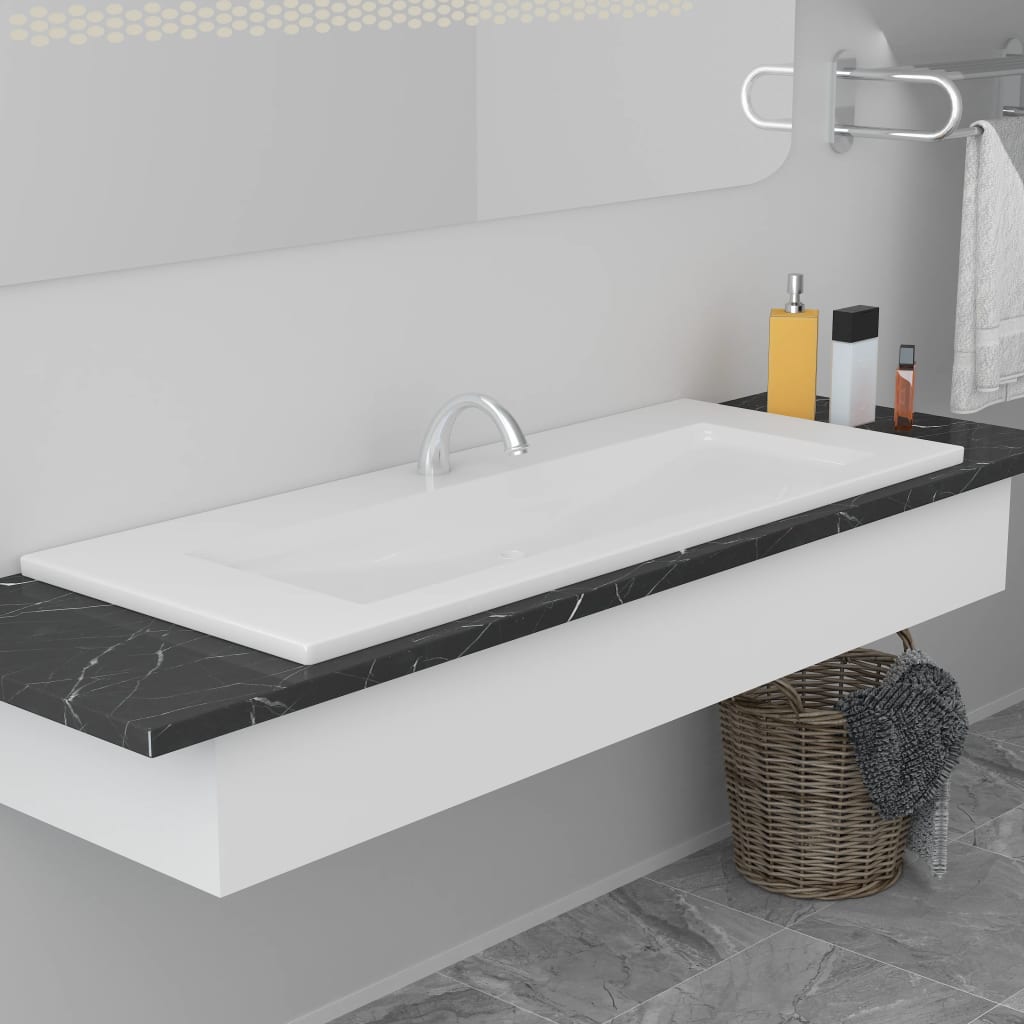 Lavabo Encastrado De Cerámica Blanco 81X39,5X18,5 Cm