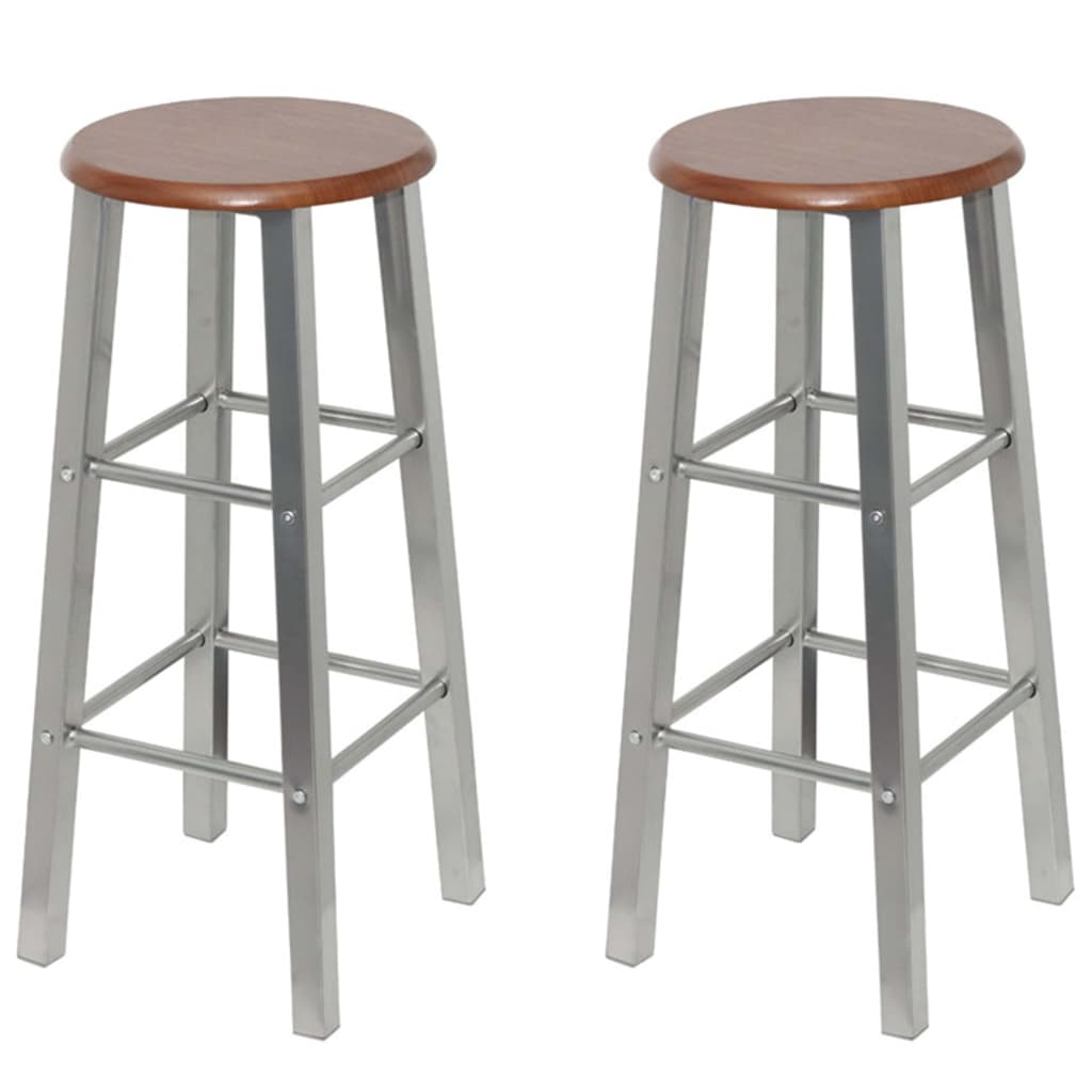 Taburetes De Cocina 4 Unidades Mdf Plateado Y Marrón