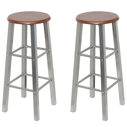 Taburetes De Cocina 4 Unidades Mdf Plateado Y Marrón