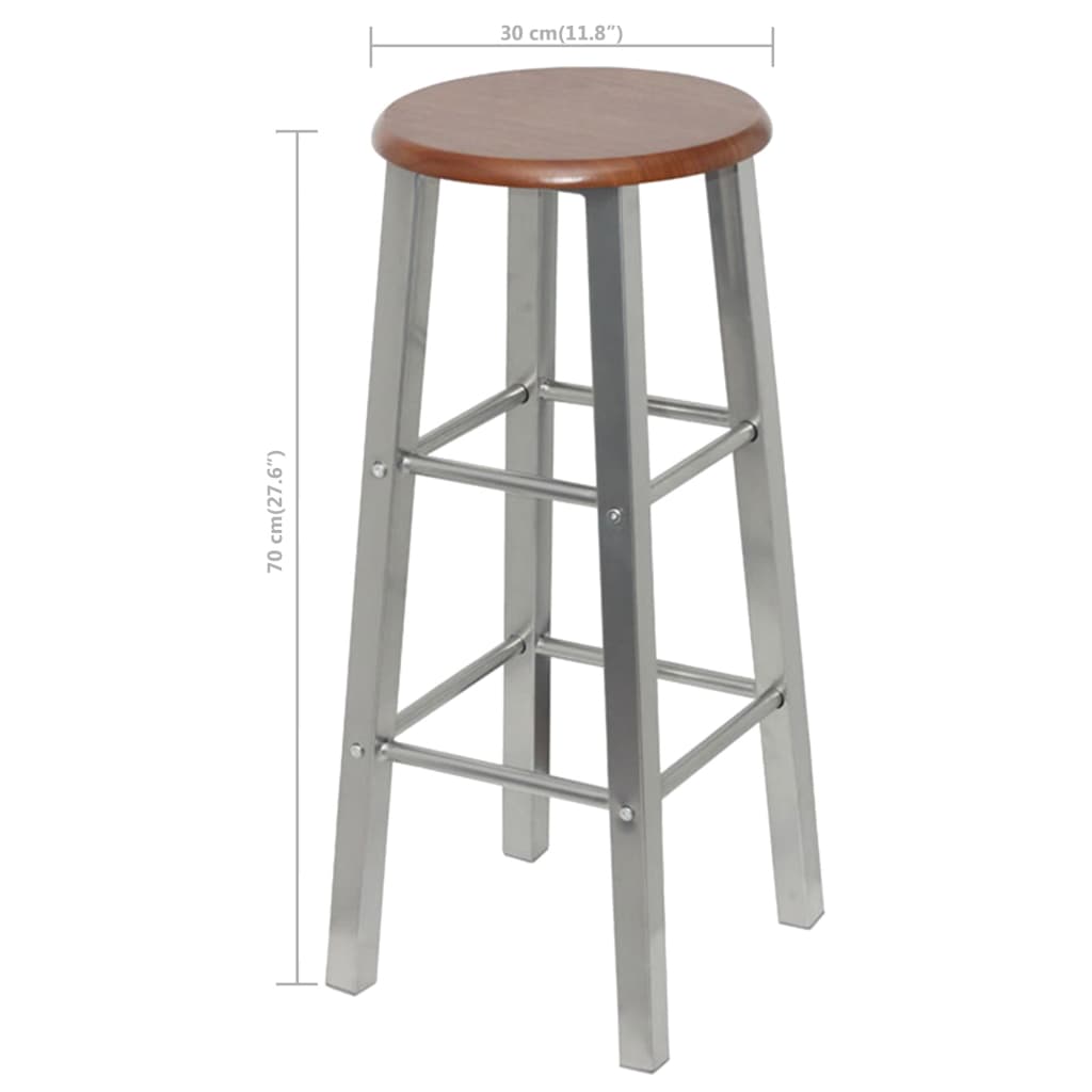 Taburetes De Cocina 4 Unidades Mdf Plateado Y Marrón