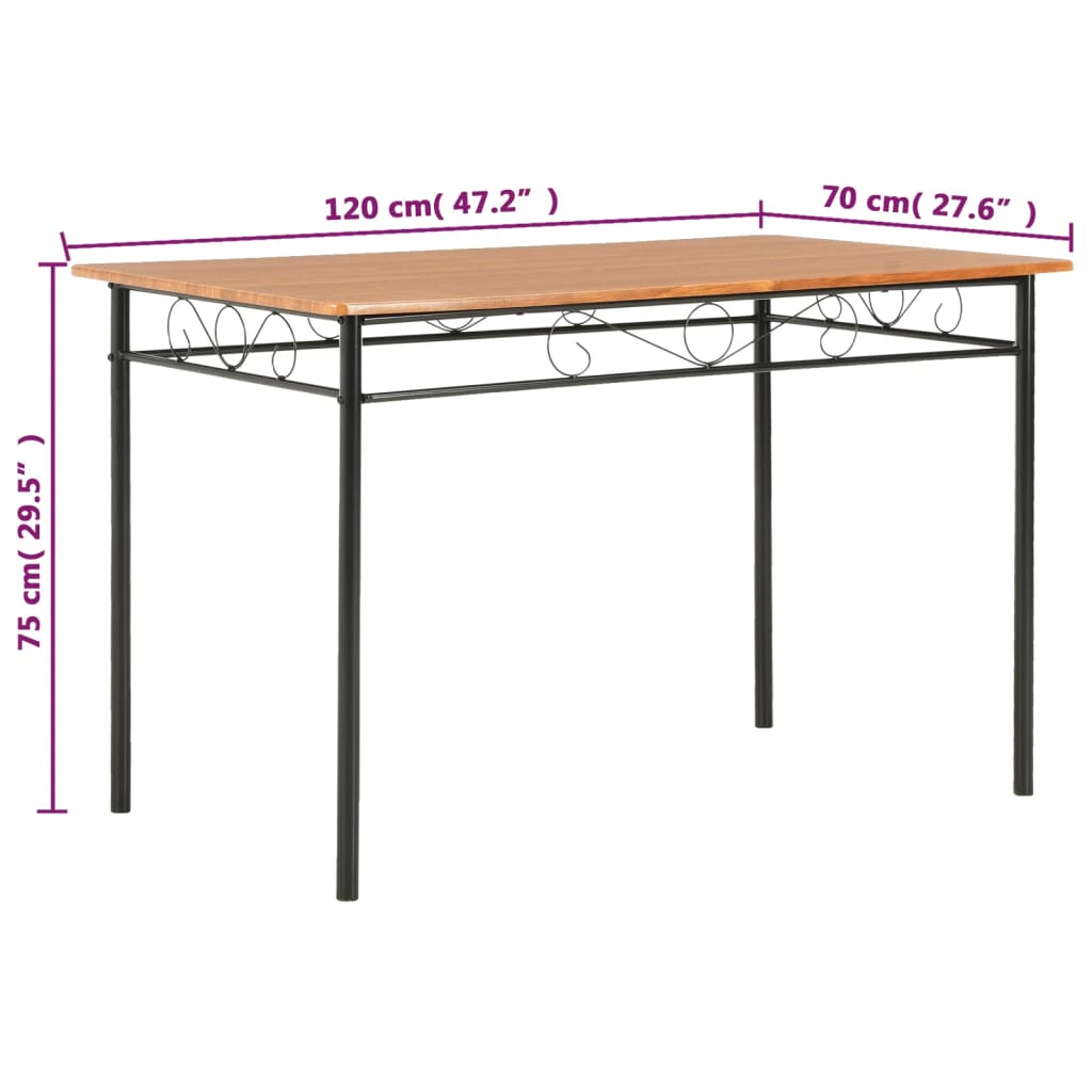 Mesa De Comedor De Mdf Marrón 120X70X75 Cm