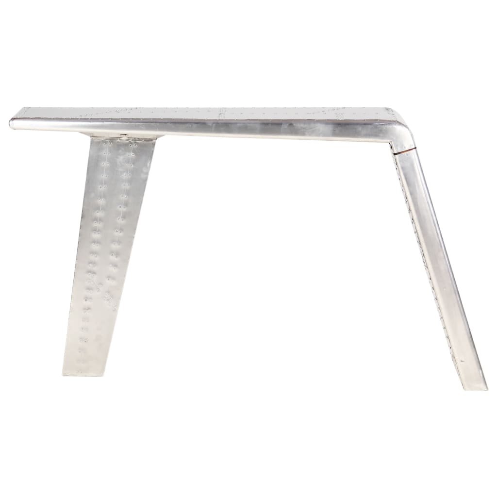 Escritorio De Ala De Avión Metal Plateado 112X50X76 Cm