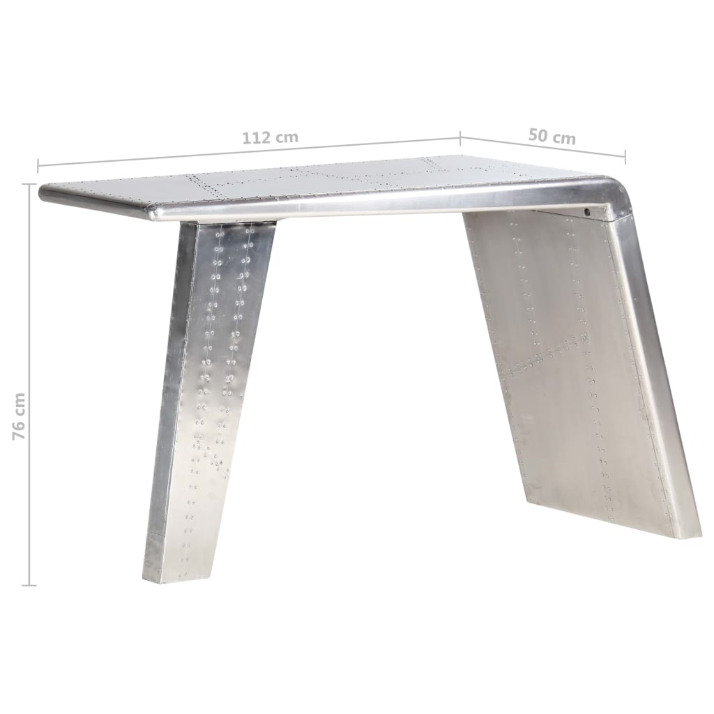 Escritorio De Ala De Avión Metal Plateado 112X50X76 Cm