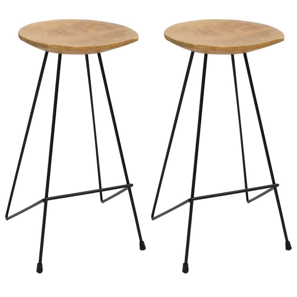 Taburetes De Cocina 2 Unidades Madera Maciza De Teca