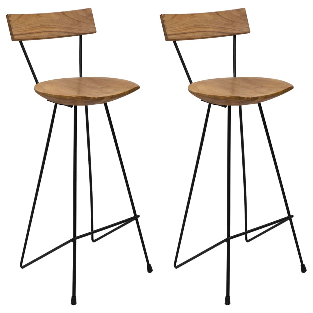 Taburetes De Cocina 2 Unidades Madera Maciza De Teca