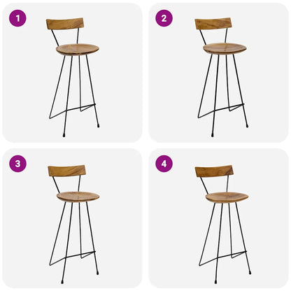 Taburetes De Cocina 2 Unidades Madera Maciza De Teca