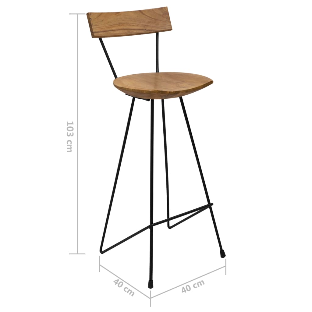 Taburetes De Cocina 2 Unidades Madera Maciza De Teca