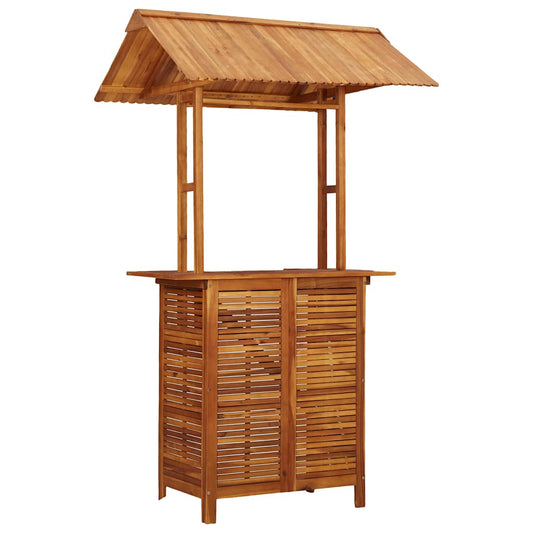 Mesa De Bar Jardín Con Tejado Madera De Acacia 113X106X217 Cm