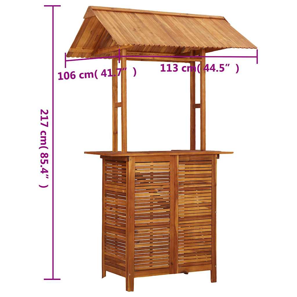 Mesa De Bar Jardín Con Tejado Madera De Acacia 113X106X217 Cm