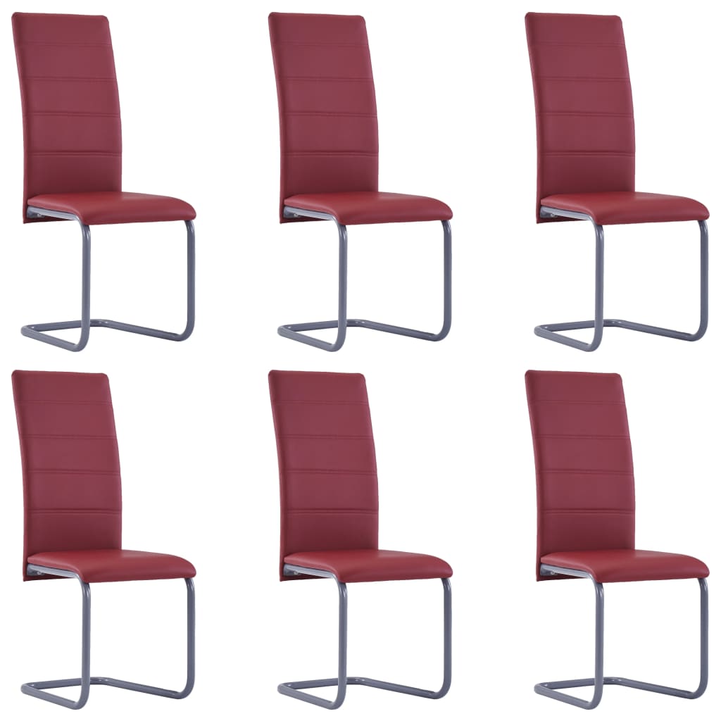 Sillas De Comedor Voladizas 6 Unidades Cuero Sintético