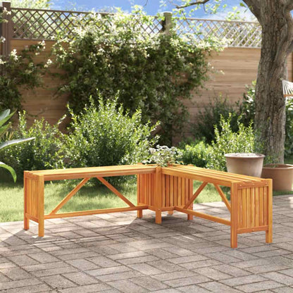 Banco De Jardín Con 2 Jardineras Madera De Acacia 150 Cm