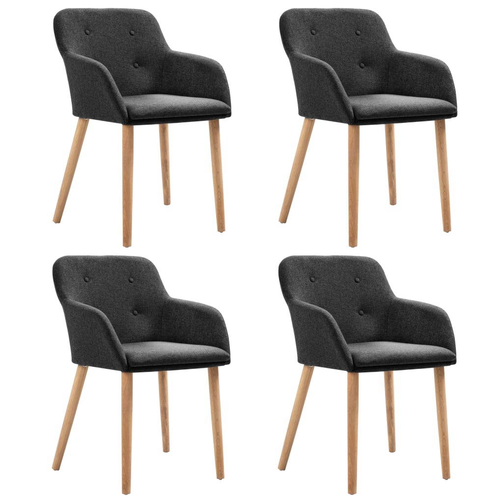 Sillas De Comedor 4 Uds Tela Y Madera Maciza Roble