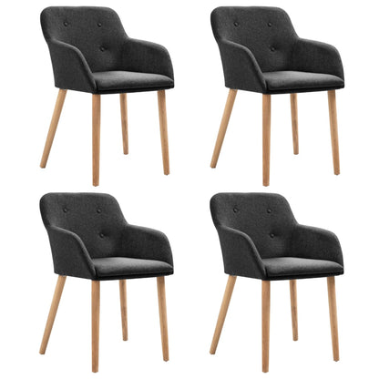 Sillas De Comedor 4 Uds Tela Y Madera Maciza Roble