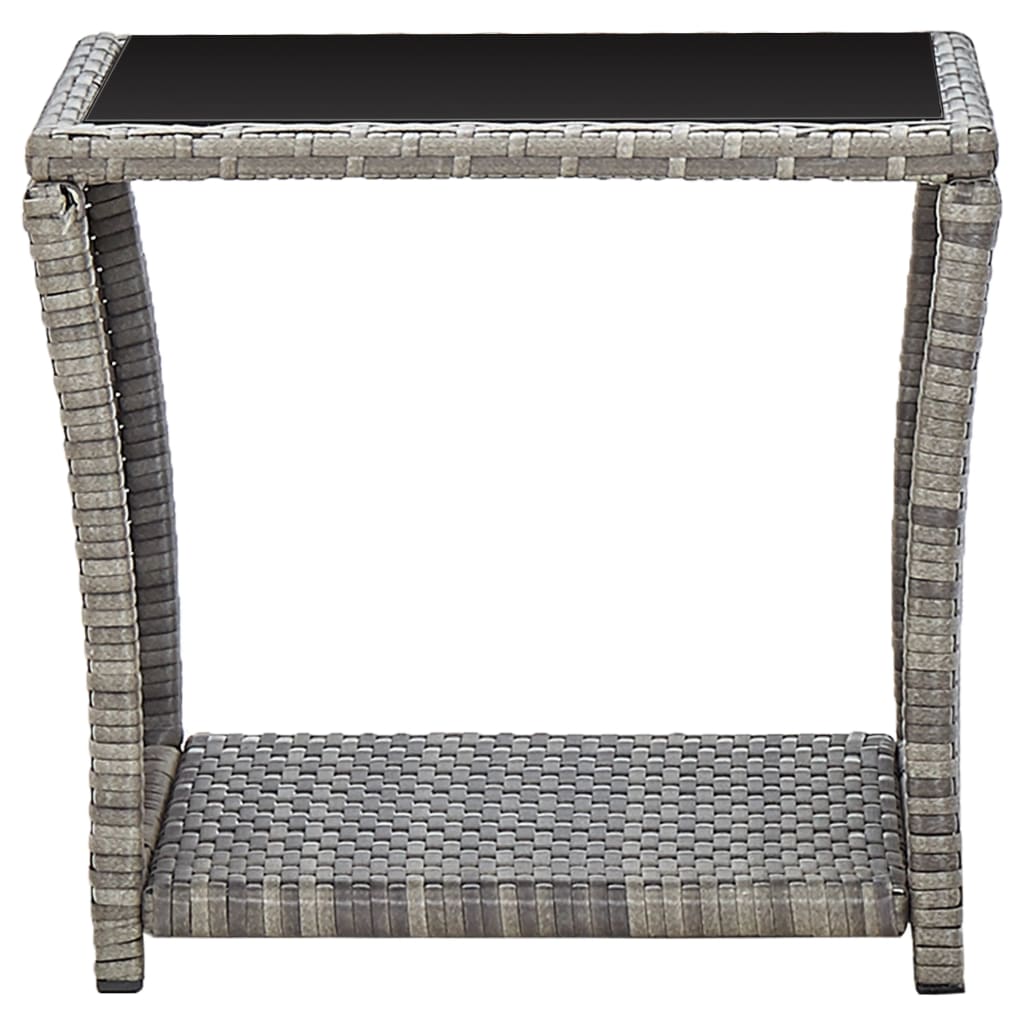 Mesa De Centro De Ratán Sintético Y Vidrio 45X45X40 Cm