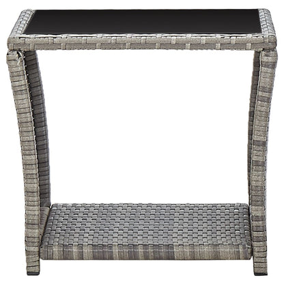 Mesa De Centro De Ratán Sintético Y Vidrio 45X45X40 Cm