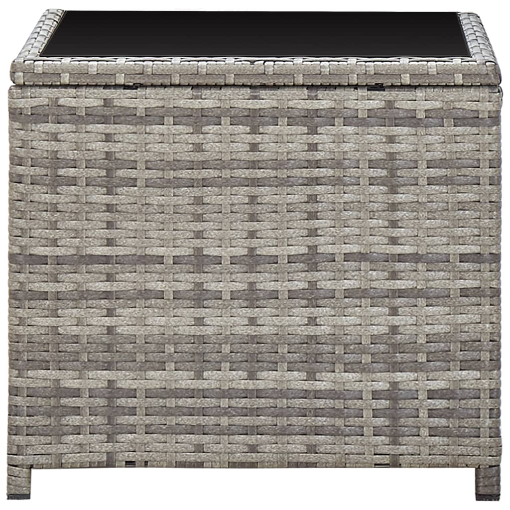 Mesa De Centro De Ratán Sintético Y Vidrio 45X45X40 Cm