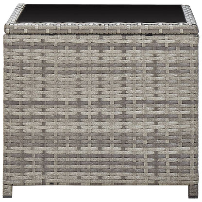 Mesa De Centro De Ratán Sintético Y Vidrio 45X45X40 Cm