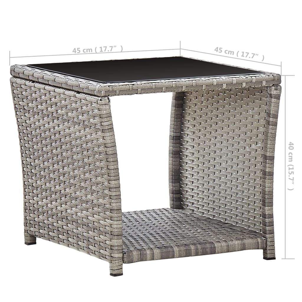 Mesa De Centro De Ratán Sintético Y Vidrio 45X45X40 Cm