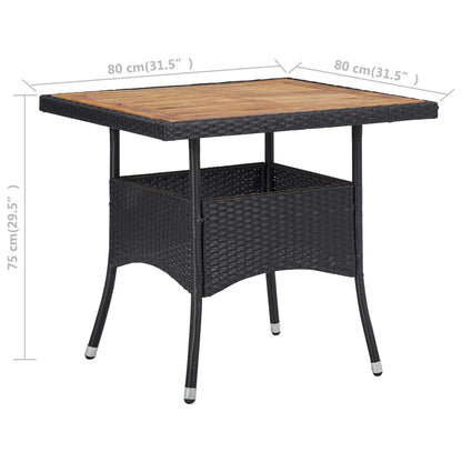 Mesa Comedor Para Jardín Ratán Sintético Madera De Acacia