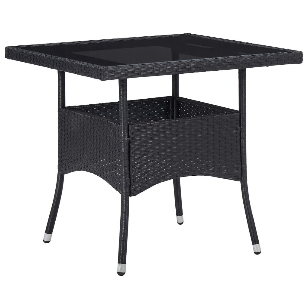 Mesa De Comedor De Jardín Ratán Sintético Y Vidrio