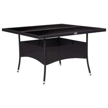 Mesa De Comedor De Jardín Ratán Sintético Y Vidrio