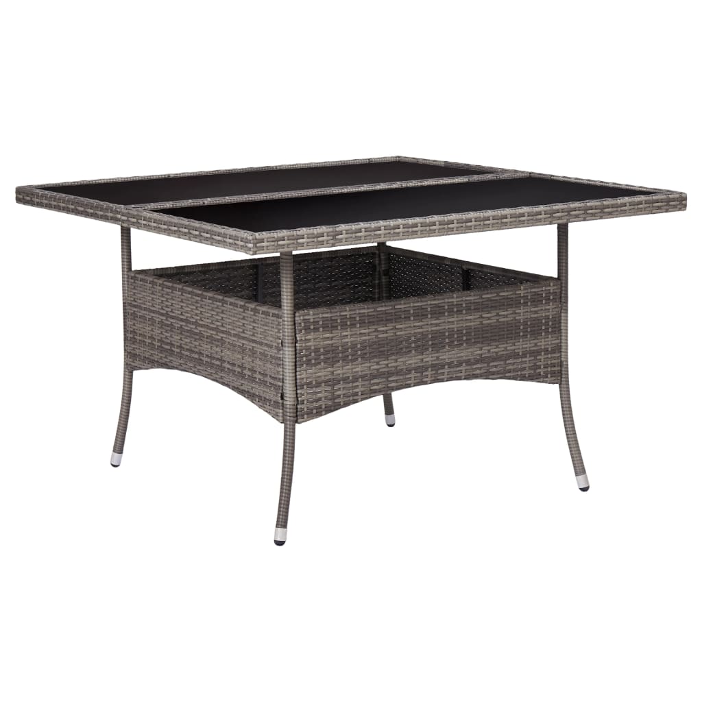 Mesa De Comedor De Jardín Ratán Sintético Y Vidrio