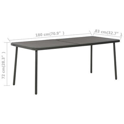 Mesa De Jardín De Acero Gris Oscuro 180X83X72 Cm